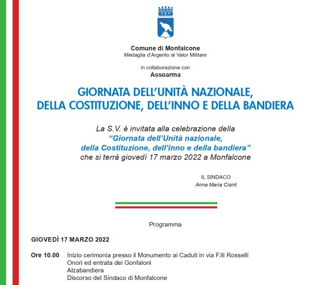 Giornata dell’Unità nazionale, della Costituzione, dell’inno e della bandiera